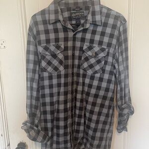 American Rag Men’s Gray and Black Check Button-Down Shirt